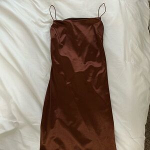 Windsor Strapless Brown Satin Dress